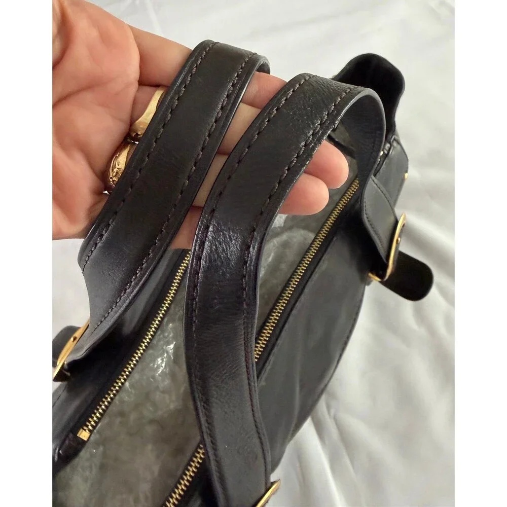 Vintage Michael Kors Black Leather Shoulder Bag with Gold Buckles